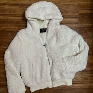 Love Tree White Faux Fur Zip Up Hoodie